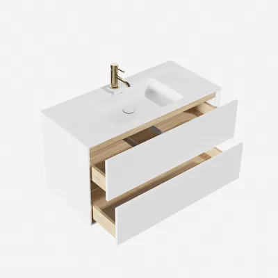 Pulcher Mood 100 Soho - Badrumsmöbel 100x46 cm, matt vit med SolidTec® handfat