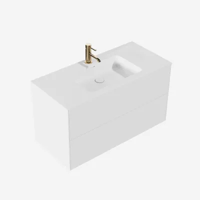 Pulcher Mood 100 Soho - Badrumsmöbel 100x46 cm, matt vit med SolidTec® handfat
