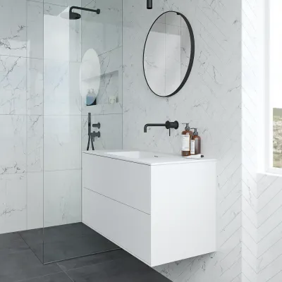 Pulcher Mood 100 Soho - Badrumsmöbel 100x46 cm, matt vit med SolidTec® handfat