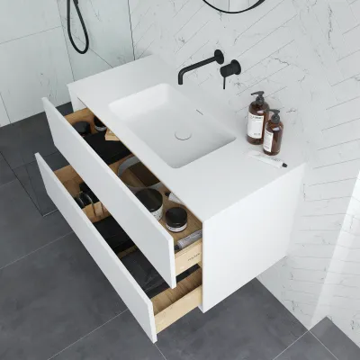 Pulcher Mood 100 Soho - Badrumsmöbel 100x46 cm, matt vit med SolidTec® handfat