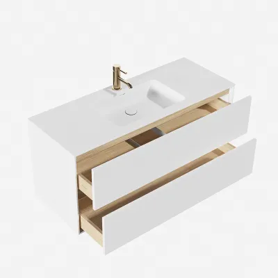 Pulcher Mood 120 Soho - Badrumsmöbel 120x46 cm, mattvit med SolidTec® handfat