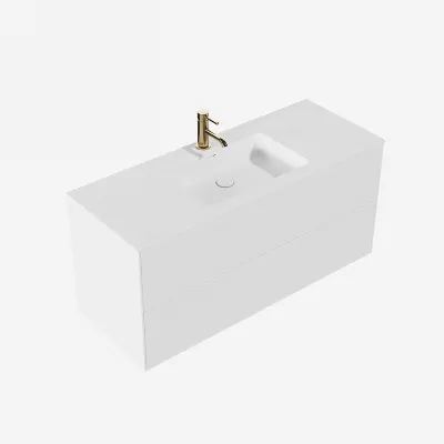 Pulcher Mood 120 Soho - Badrumsmöbel 120x46 cm, mattvit med SolidTec® handfat