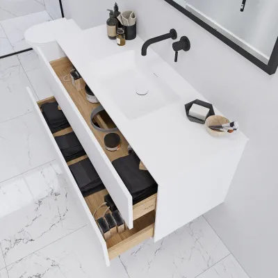 Pulcher Mood 120 Soho - Badrumsmöbel 120x46 cm, mattvit med SolidTec® handfat