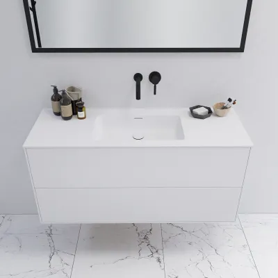 Pulcher Mood 120 Soho - Badrumsmöbel 120x46 cm, mattvit med SolidTec® handfat