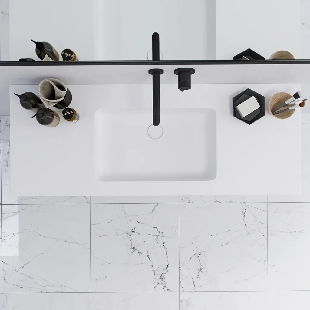 Pulcher Mood 120 Soho - Badrumsmöbel 120x46 cm, mattvit med SolidTec® handfat