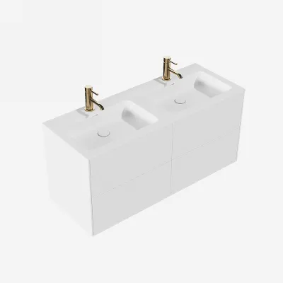 Pulcher Mood 120D Soho - Badrumsmöbel 120x46 cm, mattvit med SolidTec® handfat
