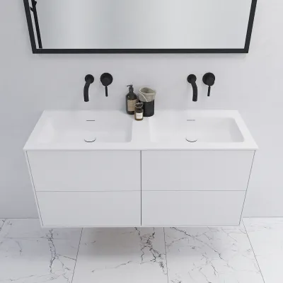 Pulcher Mood 120D Soho - Badrumsmöbel 120x46 cm, mattvit med SolidTec® handfat