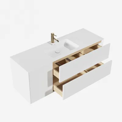 Pulcher Mood 140 Soho - Badrumsmöbel 140x46 cm, matt vit med SolidTec® handfat