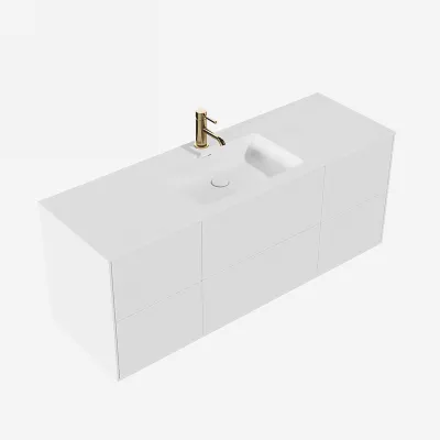 Pulcher Mood 140 Soho - Badrumsmöbel 140x46 cm, matt vit med SolidTec® handfat