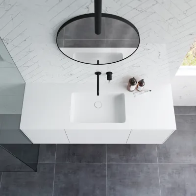 Pulcher Mood 140 Soho - Badrumsmöbel 140x46 cm, matt vit med SolidTec® handfat