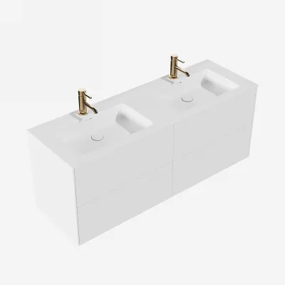 Pulcher Mood 140D Soho - Badrumsmöbel 140x46 cm, mattvit med SolidTec® handfat