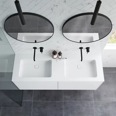 Pulcher Mood 140D Soho - Badrumsmöbel 140x46 cm, mattvit med SolidTec® handfat