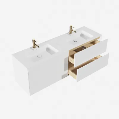 Pulcher Mood 160D Soho - Badrumsmöbel 160x46 cm, mattvit med SolidTec® handfat