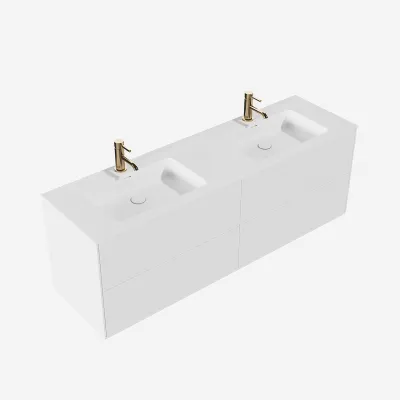 Pulcher Mood 160D Soho - Badrumsmöbel 160x46 cm, mattvit med SolidTec® handfat