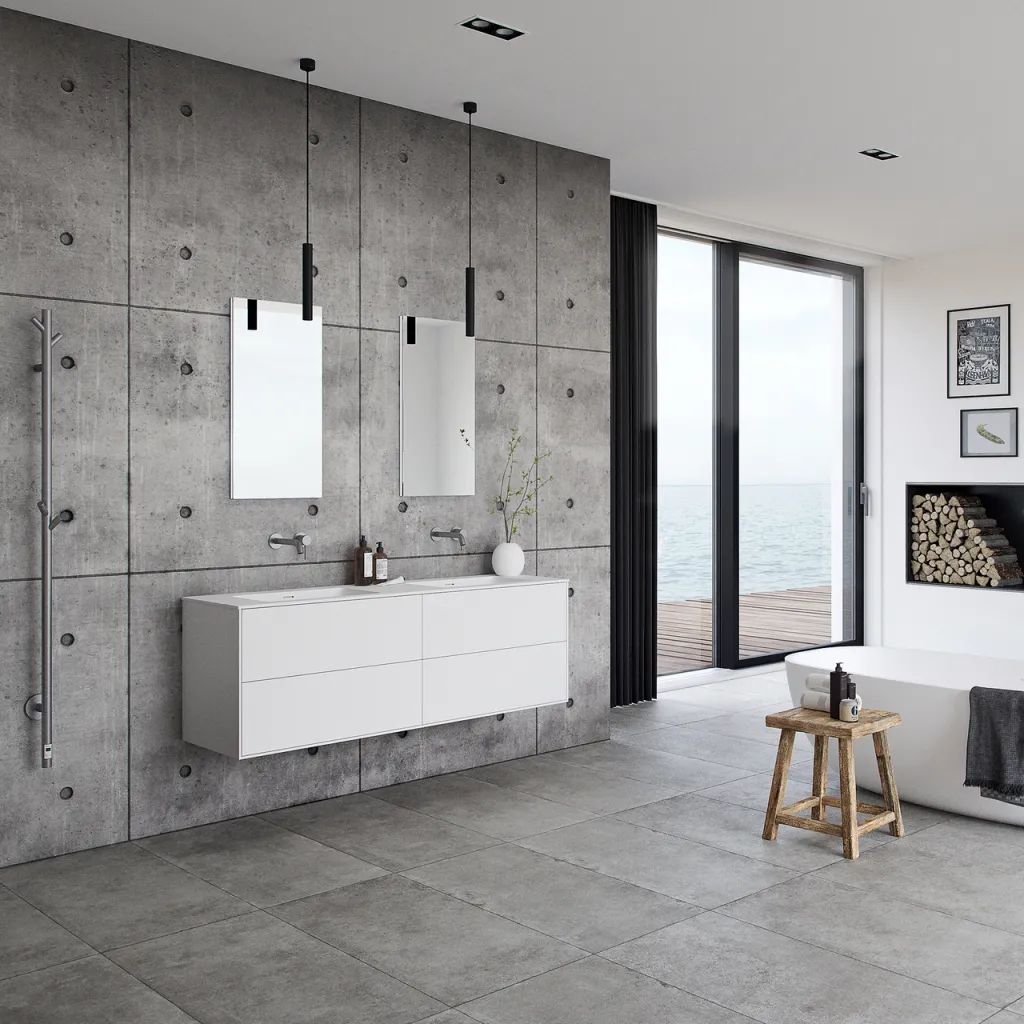 Pulcher Mood 160D Soho - Badrumsmöbel 160x46 cm, mattvit med SolidTec® handfat