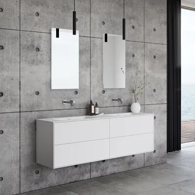 Pulcher Mood 160D Soho - Badrumsmöbel 160x46 cm, mattvit med SolidTec® handfat