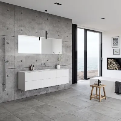 Pulcher Mood 180 Soho - Badrumsmöbel 180x46 cm, mattvit med SolidTec® handfat