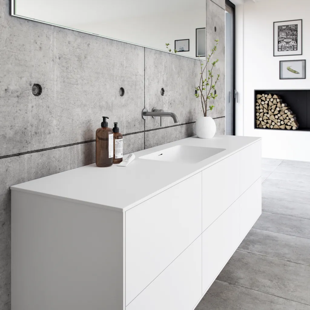 Pulcher Mood 180 Soho - Badrumsmöbel 180x46 cm, mattvit med SolidTec® handfat