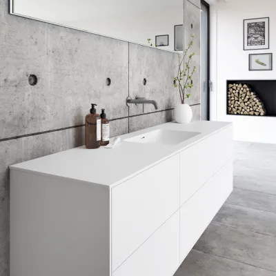Pulcher Mood 180 Soho - Badrumsmöbel 180x46 cm, mattvit med SolidTec® handfat