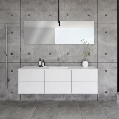 Pulcher Mood 180 Soho - Badrumsmöbel 180x46 cm, mattvit med SolidTec® handfat