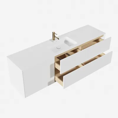 Pulcher Mood 180 Soho - Badrumsmöbel 180x46 cm, mattvit med SolidTec® handfat